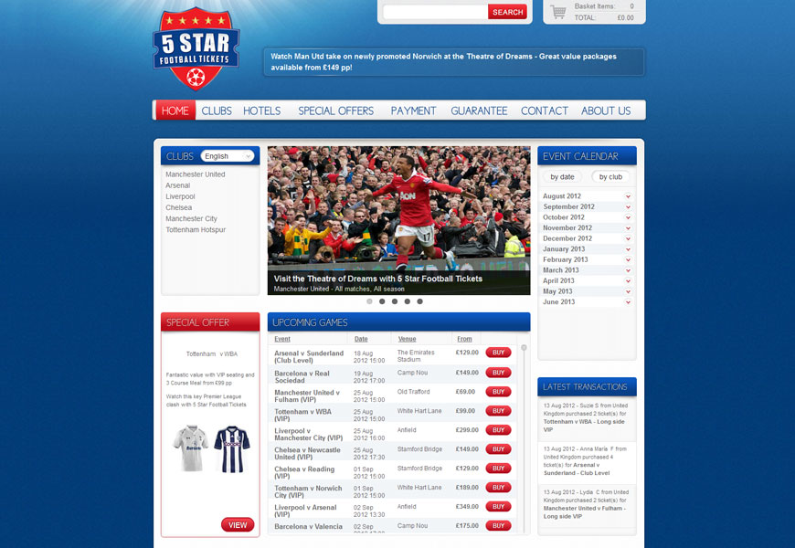 5 Star Football Tickets home page