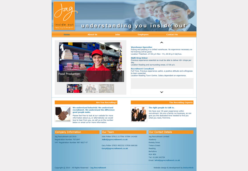 Jag Recruitment home page