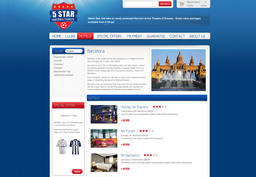 5 Star Football Tickets hotels page